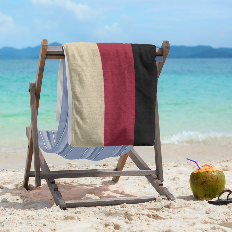 Beach Towel, Sonoran Sand/Sedona Red/Black, Polyester/Cotton, Beach Towel