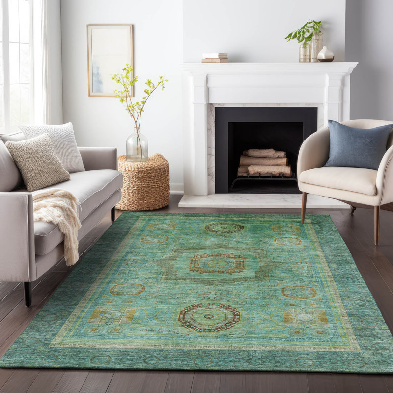 Machine Washable Indoor/Outdoor Jacobus ACN2159 Global Rug, Rectangulaire 3 pi x 5 pi