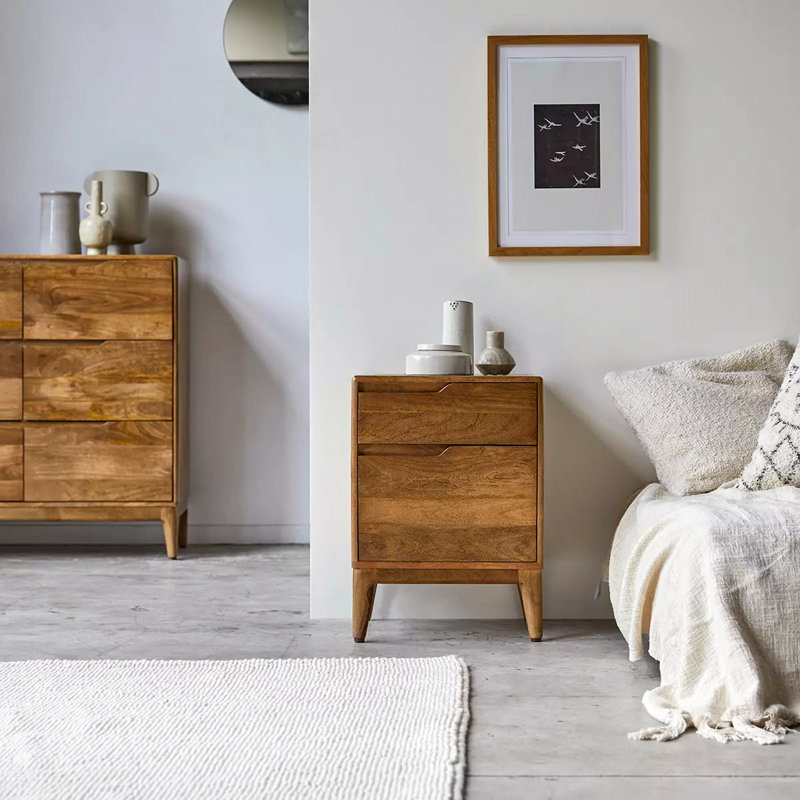 Faucon 45cm W Solid Wood Bedside Table
