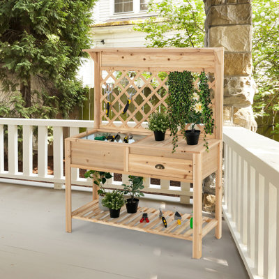 Jardinière surélevée d'extérieur avec treillis Ahmod