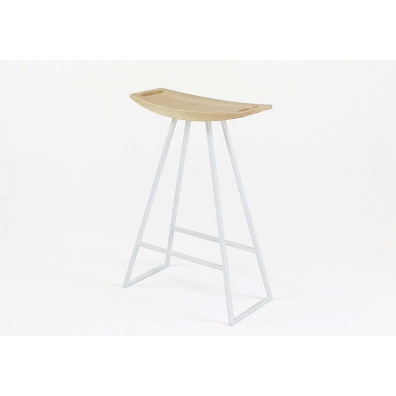 Robert Counter Stool with Metal Frame, Maple, White, Counter Stool (24" Seat Height)