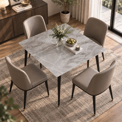 Annagh Stone Top with Steel Base Dining Table