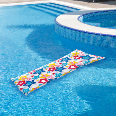 6' Blue And Yellow Stars Inflatable Swimming Pool Float