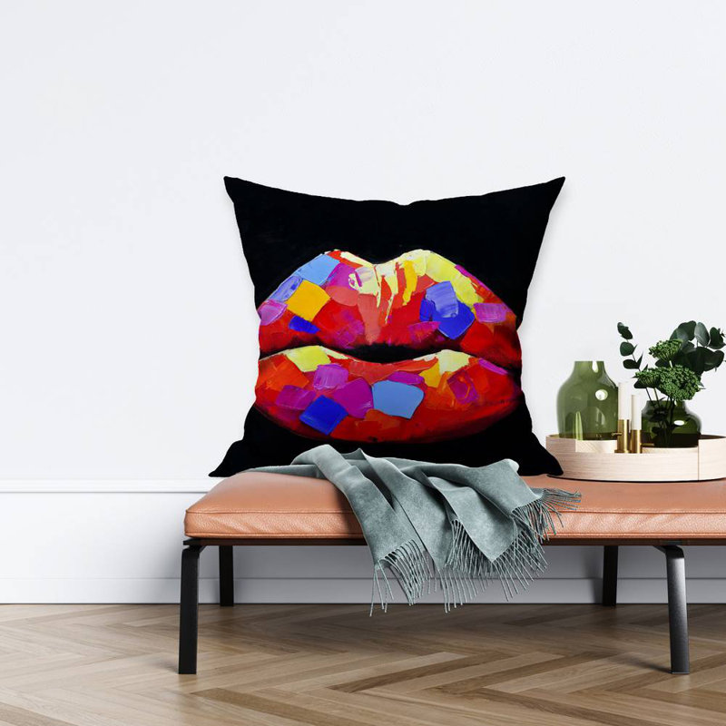 Colorful lipstick - 26"x26" Throw pillow - Poly twill - Print on demand, 26" x 26"