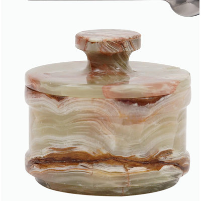 Marble Salt Cellar With Lid Green Onyx 3.5" Inch Handmade Sugar Bowl Salt Containers, Salt And Pepper Holder & Spice Jars Storage