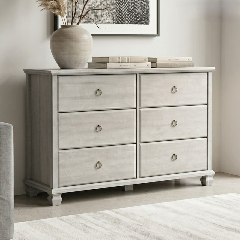Weston Traditional 46.3" W 6 Drawer Dresser, Dusty Gray Oak