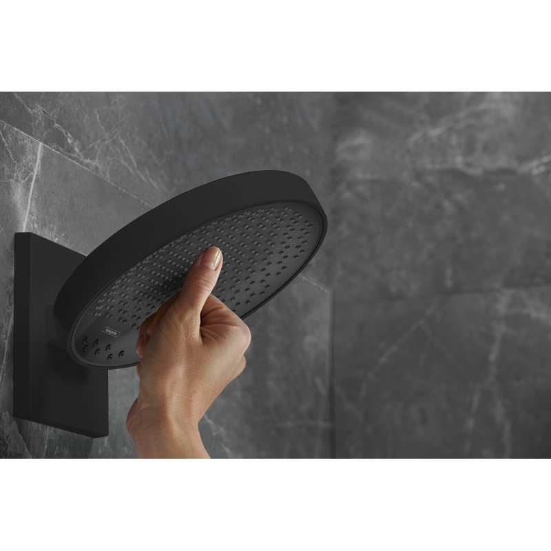 Hansgrohe Rainfinity Shower Head 250 with Wall Connector Trim, 2.5 GPM, Matte Black