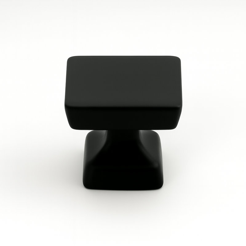 Modket Solid Square- 1-1/8" x 1-1/8 " Cabinet Knob Matte Black - Contemporary Hardware for Drawers & Cabinets, Matte Black, 1