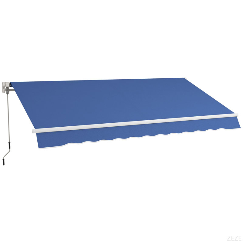 Outsunny 12' X 10' Retractable Awning Patio Awnings Sun Shade Shelter With Manual Crank Handle, 280G/M² UV & Water-Resistant Fabric And Aluminum Frame For Deck, Balcony, Yard
