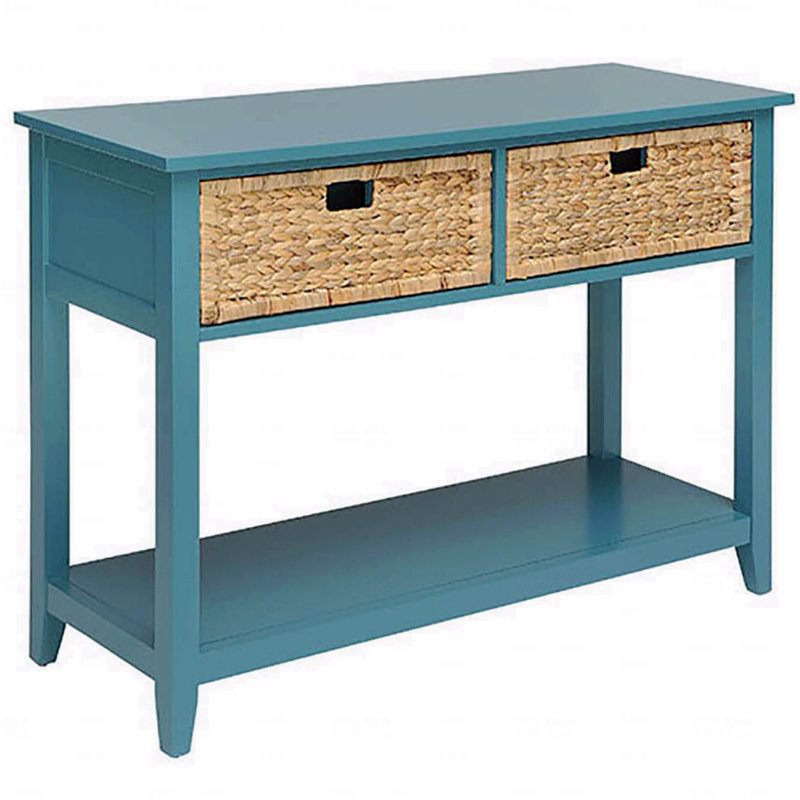 Teal Console Table, With Bottom Shelf