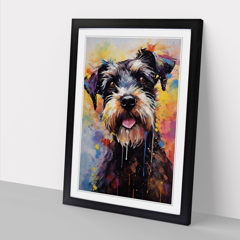 Schnauzer Action Painting - Framed Print