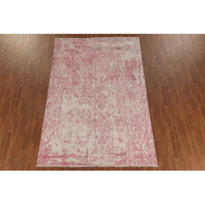 Striped Pink Abstract Modern Area Rug 6x10