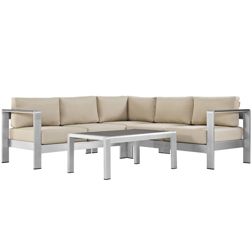 Ensemble de conversation modulaire avec coussins 4 pièces Shore, Beige