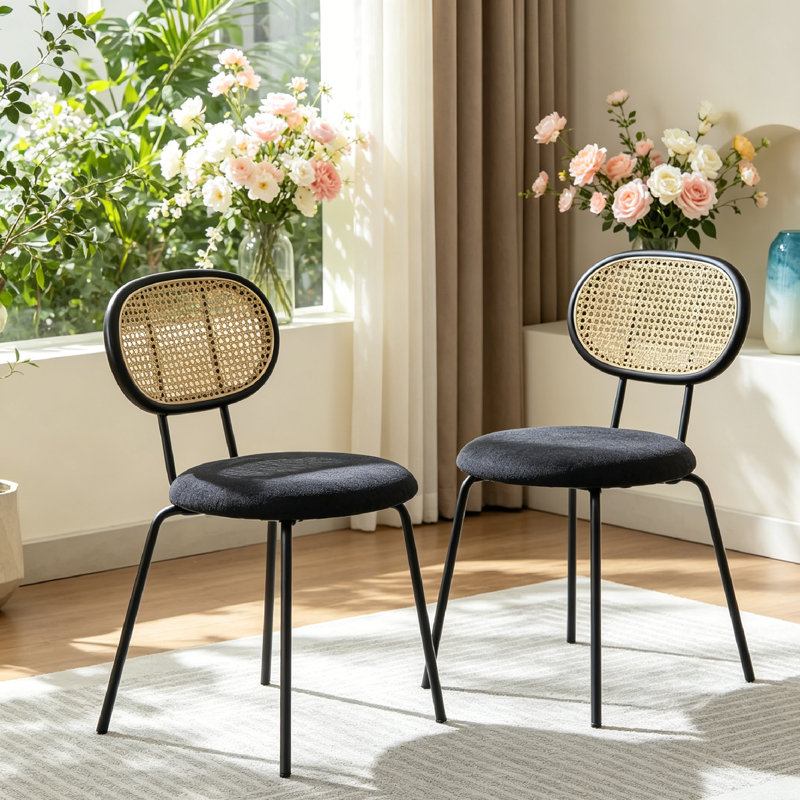 Fabric Upholstered Side Chair in Black