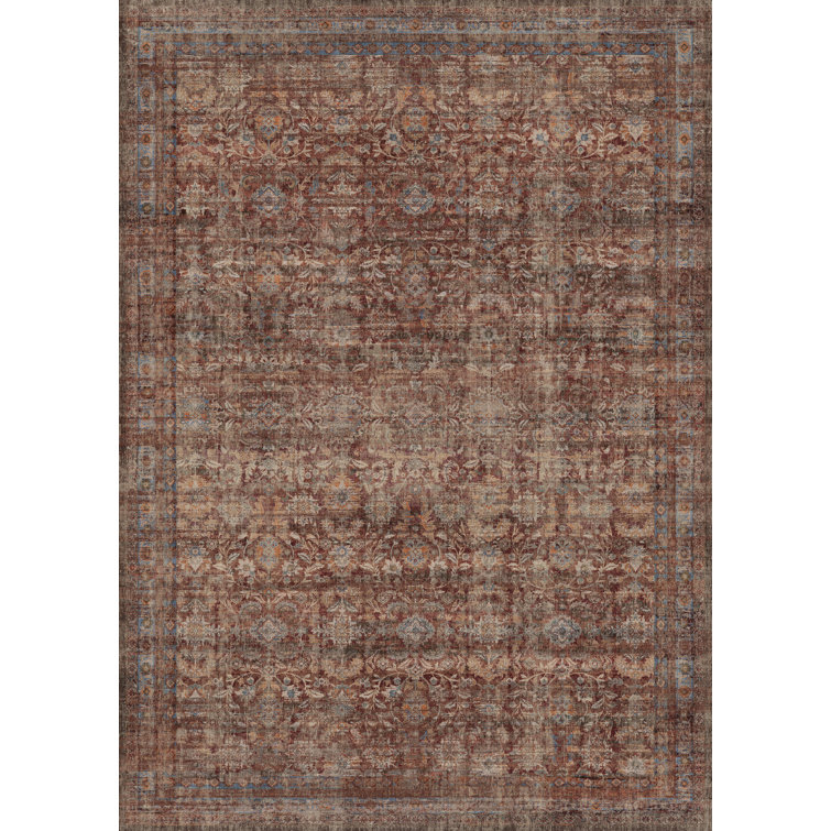 Vintage Full Pattern Washable Area Rug With Non Slip Backing