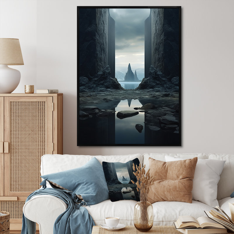 «Mind-Blowing», art mural surréalisme, Cadre flottant noir, H 44 po x l 34 po x P 1,5 po