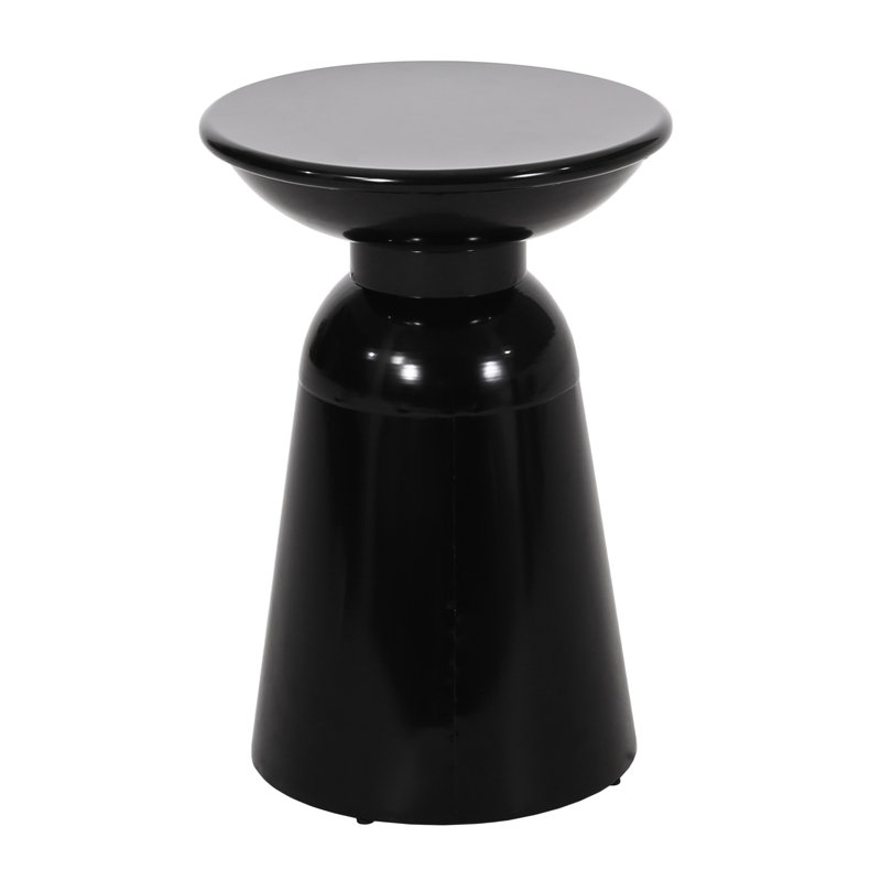 Powder-coated Metal Tables - Modern Outdoor, Stable Table Metal, Flared Pedestal, 15"x15"x20.4, Black