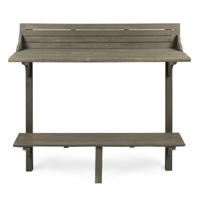 Table de balcon grise en bois - Barre de finition essentielle pour l'extérieur