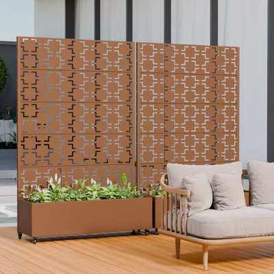 Boîte à fleurs en métal avec treillis et roues H 72 po x L 47 po x l 16 po