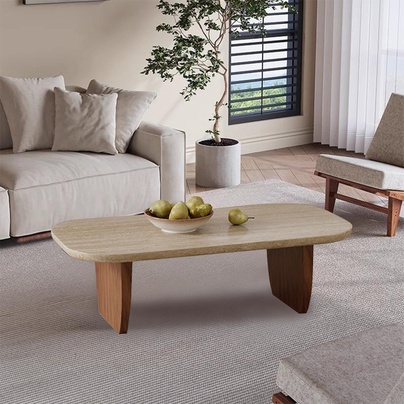 Table basse rectangulaire en marbre, H 13,39 po x L 46,85 po x l 23,23 po