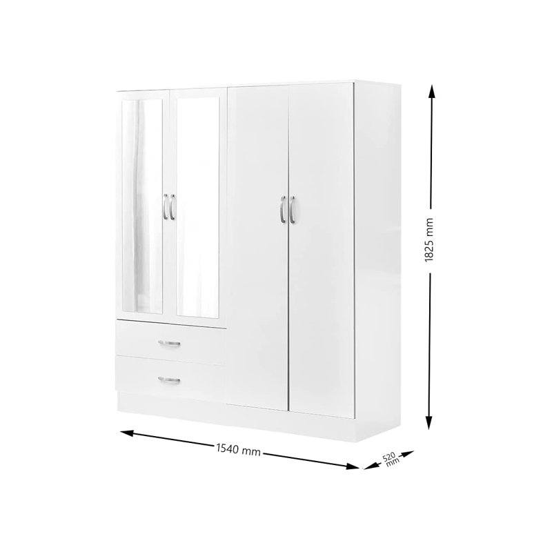 Everlean 4 Door Solid Wood Wardrobe