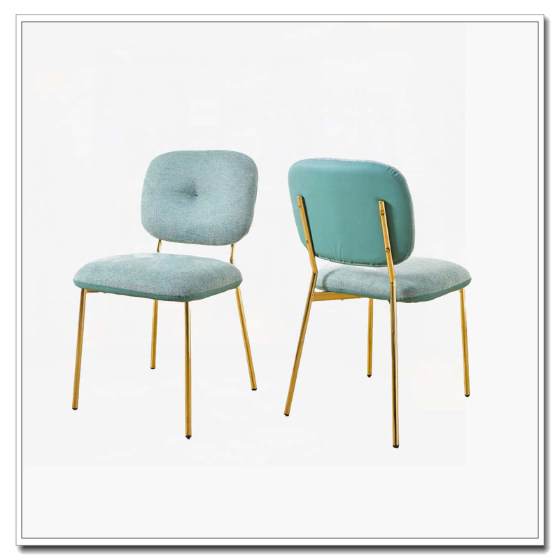 Chaises de salle à manger rembourrées, Vert, Doré