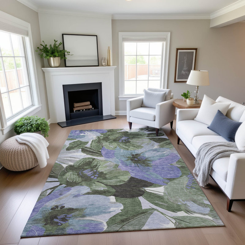 Premium Machine Washable Northdale AMF1487 Floral Rug, Rectangle 2'6" x 3'10"