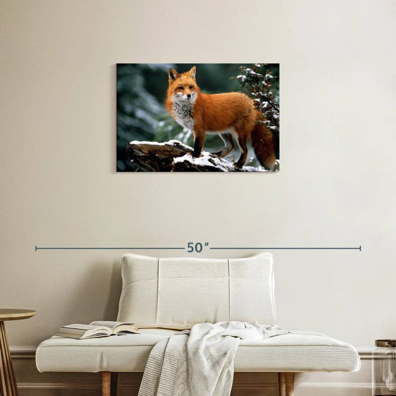 Furry Winter Fox, 20" H x 30" W