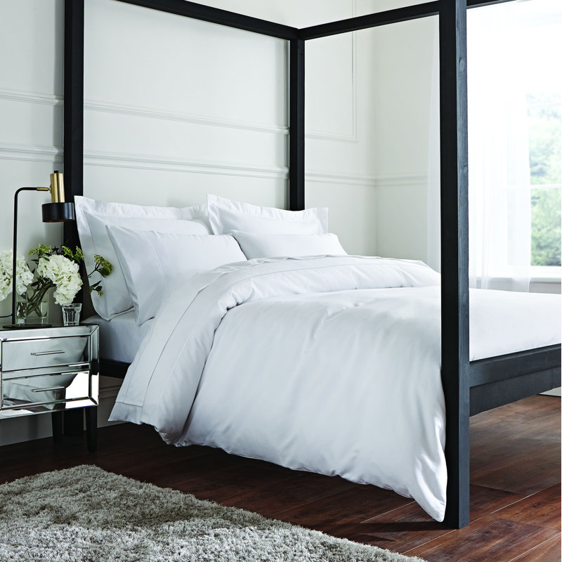 Luxury 800 Thread Count 100% Cotton Sateen Duvet Cover Set with Pillowcases, White, Emperor - 2 Standard Pillowcases