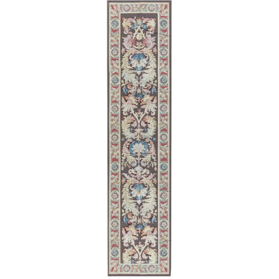 Hand-Knotted High-Quality Brown and Beige Runner