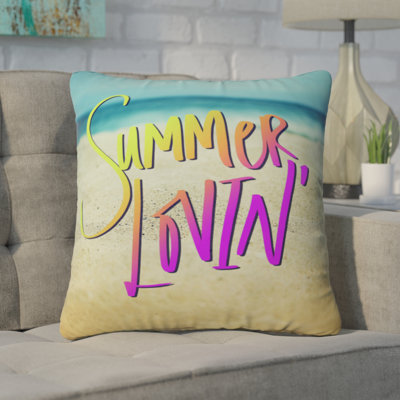 Leah Flores Summer Lovin Beach Indoor/Outdoor Throw Pillow