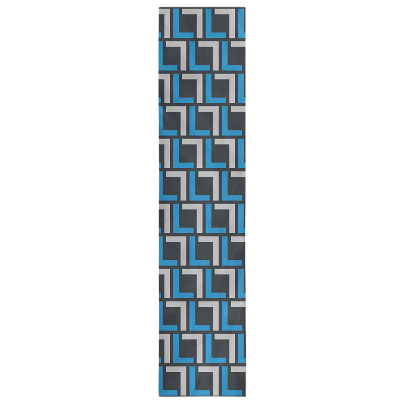 Chemin de table Carolina, Bleu Carolina / argent / noir, 72 po x 16 po, polyester