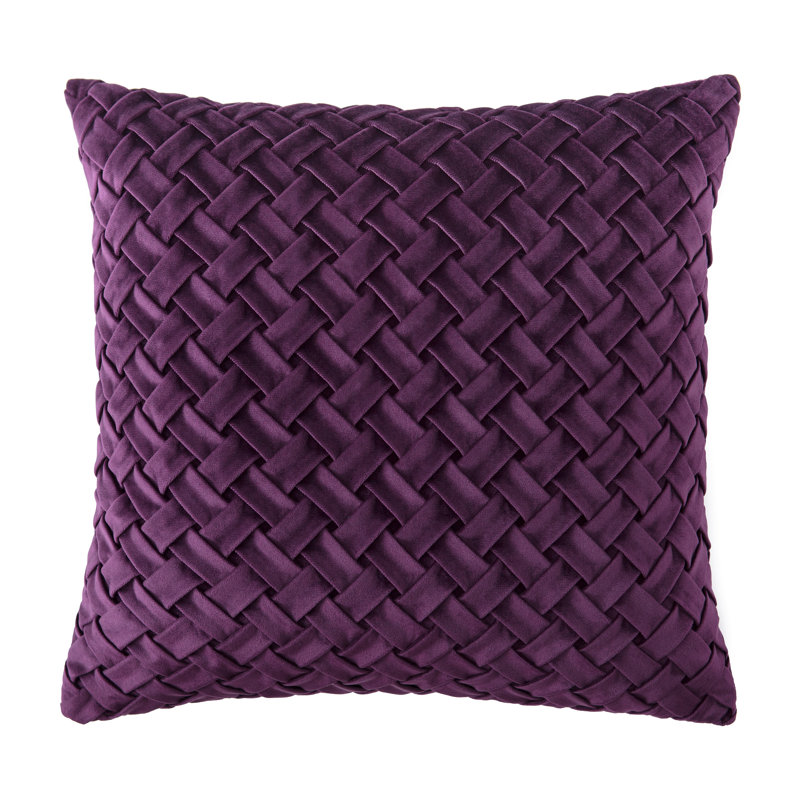 Housse de coussin décoratif en velours texturé Chanasya, Prune
