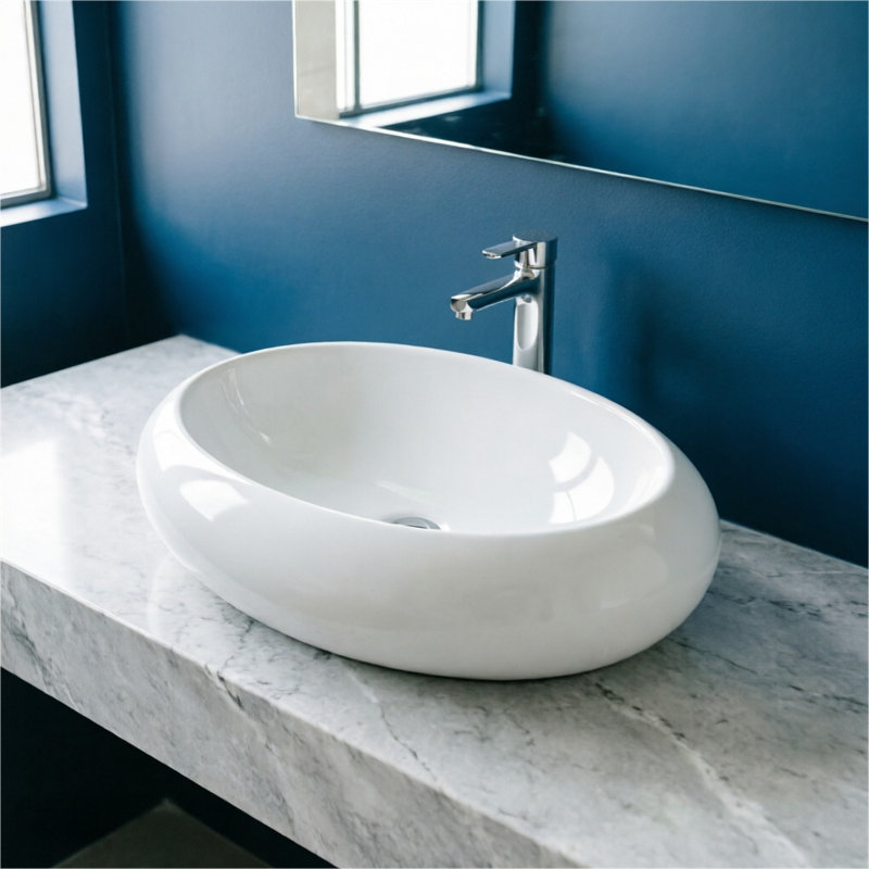 Topcraft White Ceramic 19" * 13" Vessel Bathroom Sink