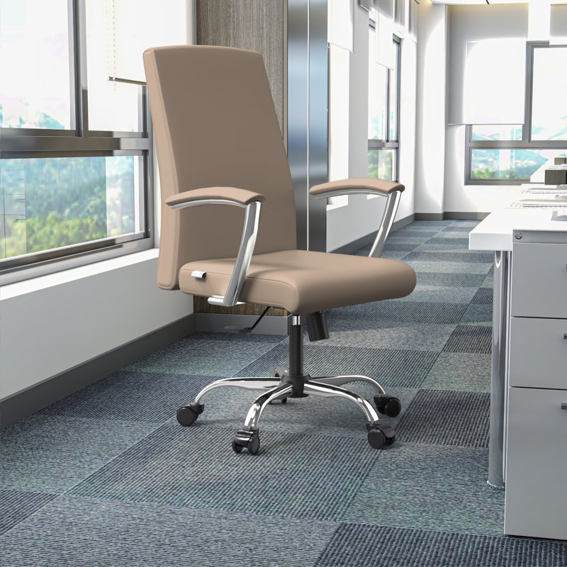 Fauteuil de bureau en cuir Kenil, Taupe