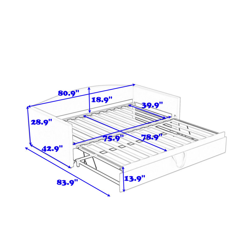 Twin Daybed with Pop-Up Trundle, Gray