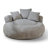 Compression 52" W Oversize Adult Round Faux Fur Foam Filled Bean Bag Sofa With 3 Back Pillows-1053155292