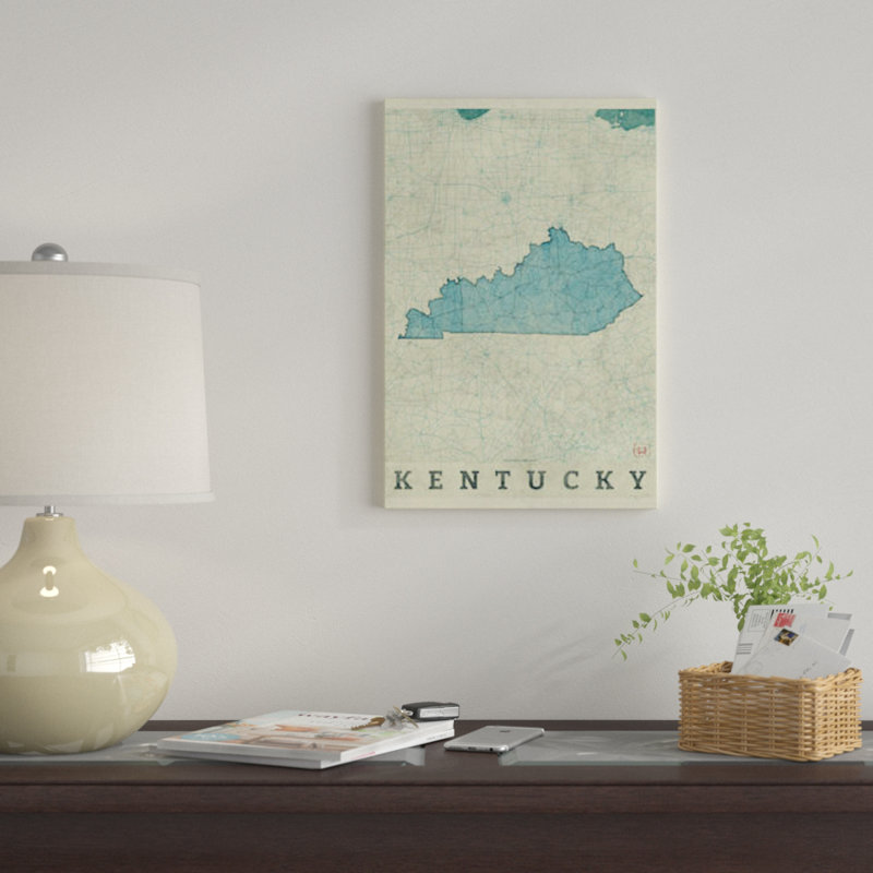 «Kentucky Map», impression sur toile, H 40 po x l 26 po x P 1,5 po, Toile tendue, Pas de tapis