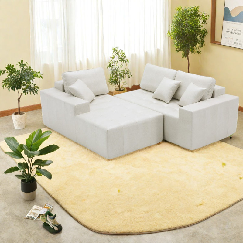 Faux Leather L-Shaped Sectional Left Hand Facing