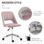 Chaise de bureau en velours rose, modèle, dossier moyen avec fonction de pivotement réglable à 360 ° pour un espace de travail florissant