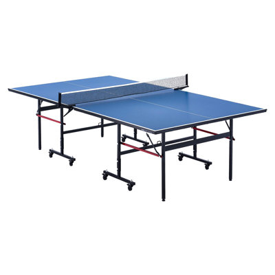 Table de ping-pong, jeu de tennis de table professionnel, table de tennis de table intérieure en bois aggloméré, table de ping-pong pliable avec filet de serrage rapide et roue verrouillable, assemblage facile en 10 minutes, plateau de table de 12 mm