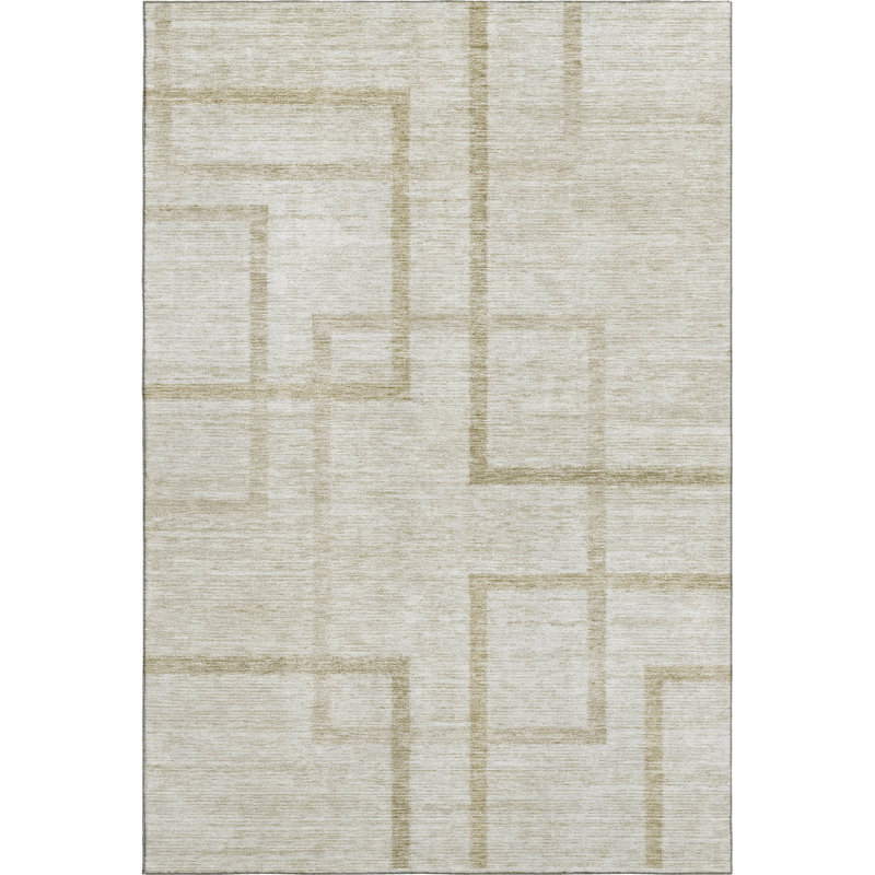 Premium Machine Washable Prisco Beige Rug, Rectangle 2'6" x 3'10"