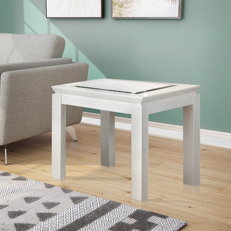 Table de bout carrée en verre avec largeur 21,75 po Kristof