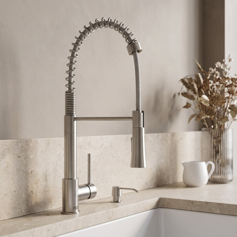 Laurelton 22" H 1-handle Pull-Down 2-Function Sprayer Kitchen Faucet, Stainless Steel