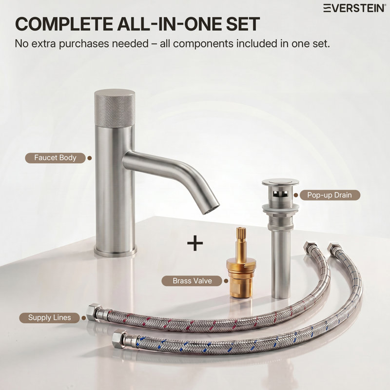 Single Hole Bathroom Faucet,Bathroom Sink Faucet with Drain Assembly, Brushed Nickel