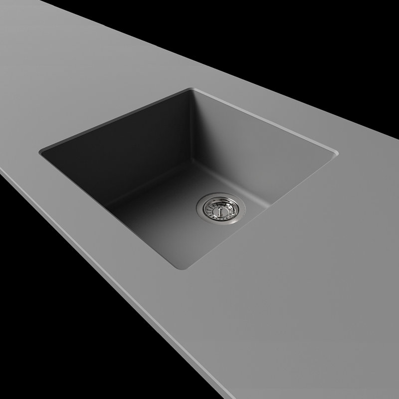 Zero 29.765'' L Single Bowl Granite Kitchen Sink, Gray