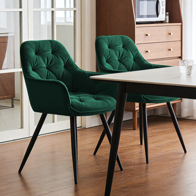 Modern Velvet/Linen Upholstered Dining Chair With Arm