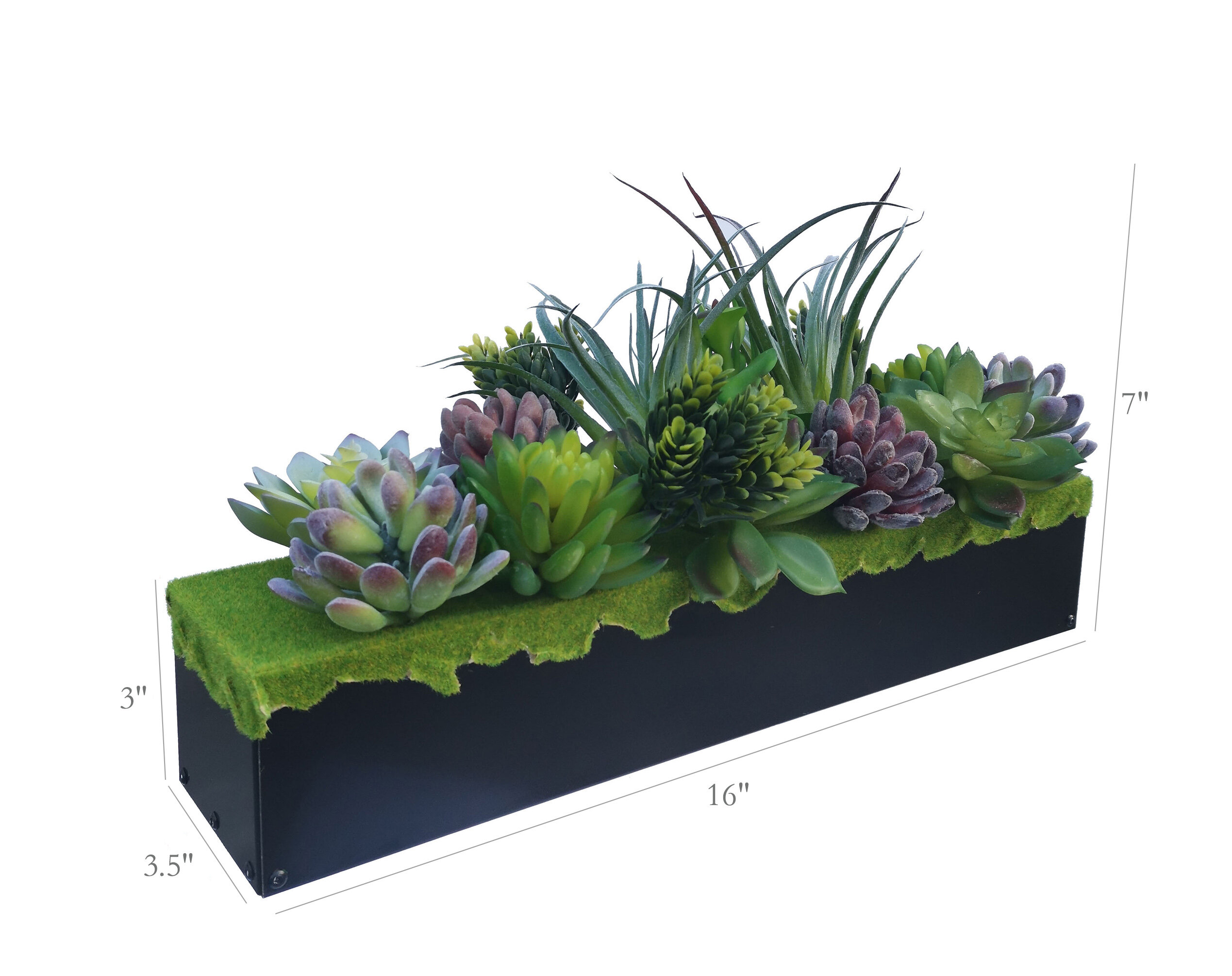 Dakota Fields Artificial Pre-Made Succulent Wood Planter Arrangement 10  Pieces Assorted Fake Succulent Plants