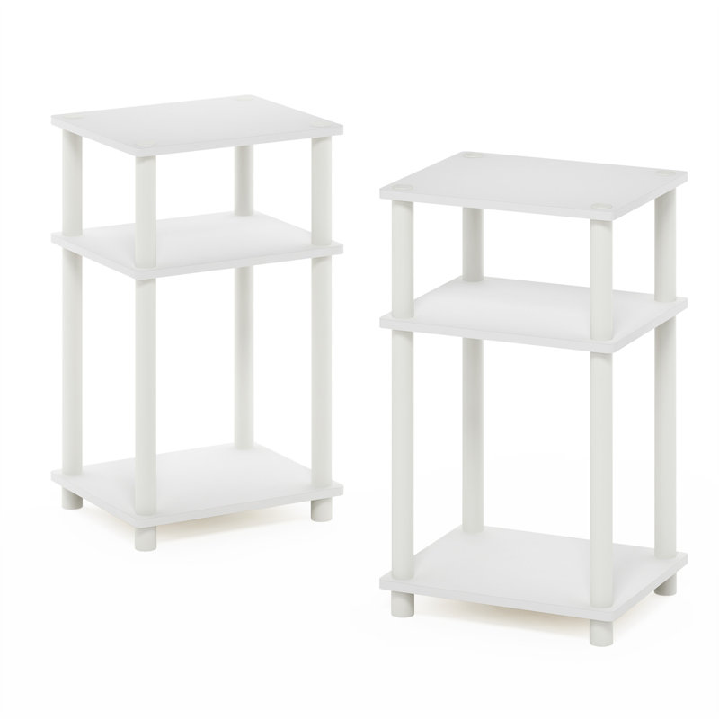 34.04cm W Bedside Table, White, White