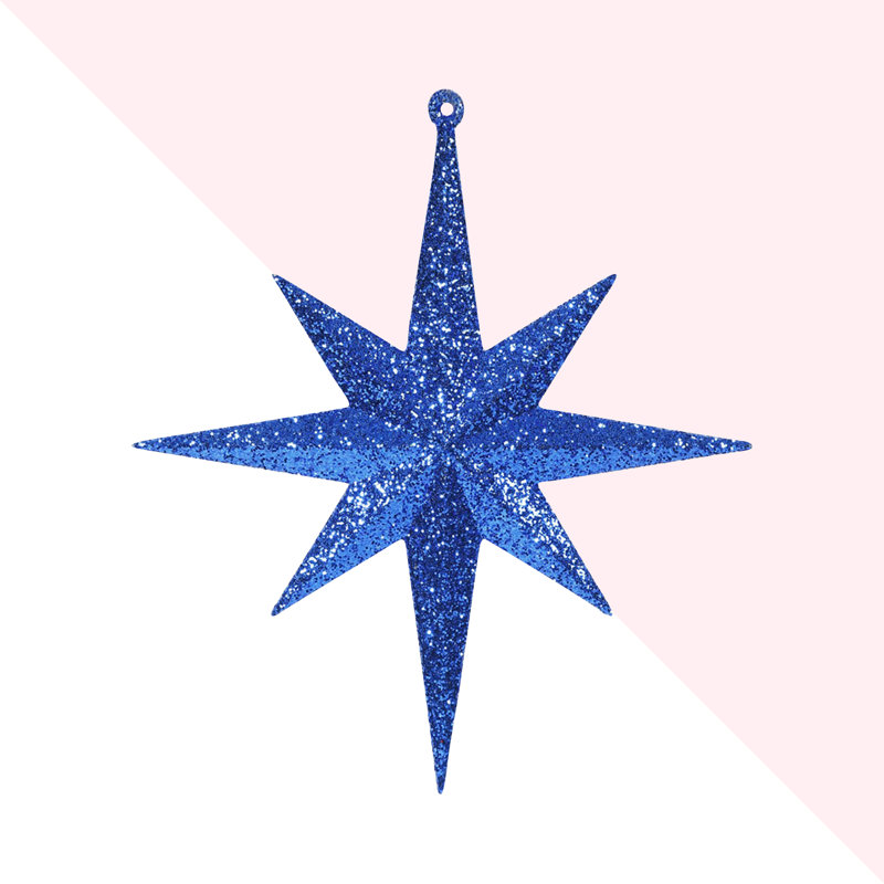 Ornement étoile de Bethléem scintillant, bleu